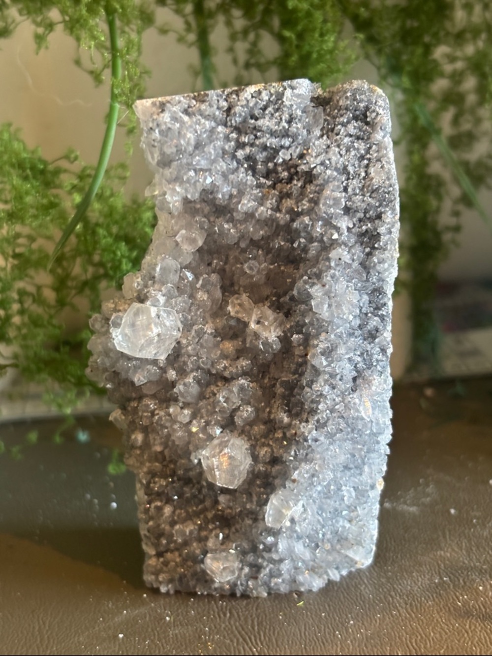 Druzy Apophyllite  on Chalcedony Cluster
